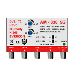 DVB-T2 zesilovač signálu Evercon AM-838 5G